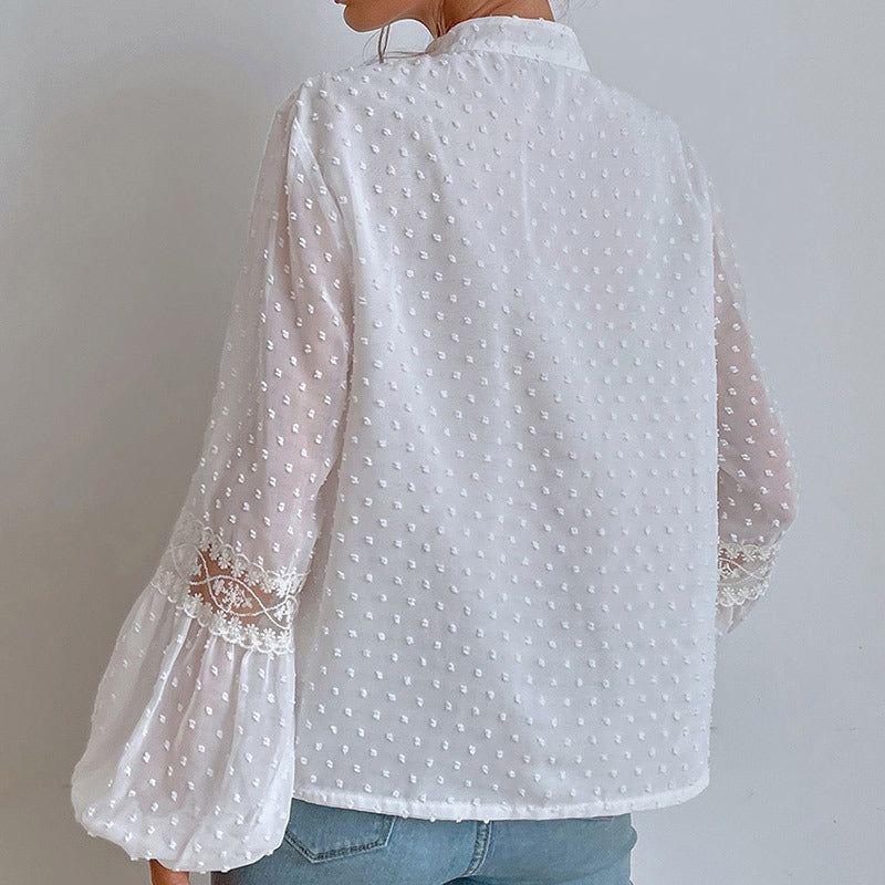 INES Camisa Elegante em Renda